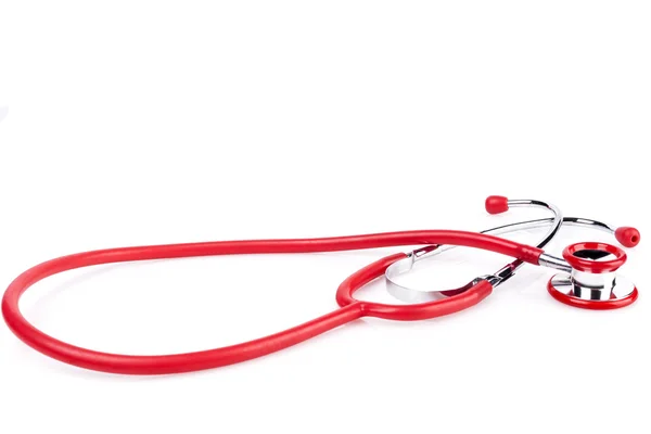 Red Stethoscope on White — Stock Photo, Image