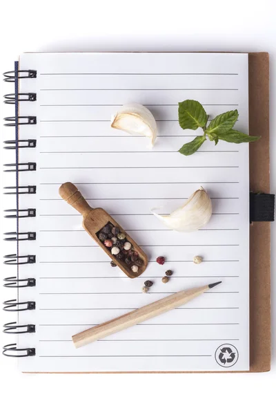 Recept Notebook a ingredience — Stock fotografie