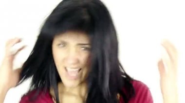 Dans ve pozitif enerji gösterilen yavaş şarkı mutlu kız closeup izole