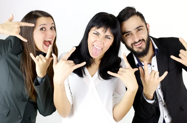 Three business people making funny faces — Stock Photo, Image