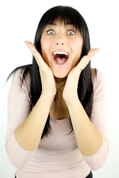 Mujer feliz que ha encontrado una gran idea — Foto de Stock