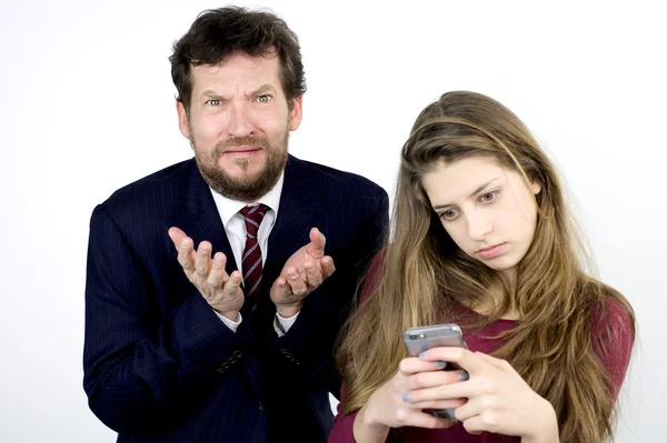 Desperate father with daughter — Stock Photo, Image