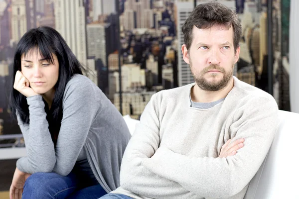 Sad couple after fight at  home — Stock Photo, Image