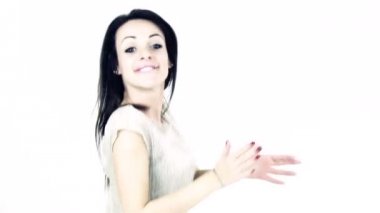 İzole dans şirin mutlu Kızıl saçlı kadın