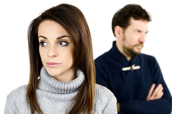Woman angry with boyfriend not talking — Stock Photo, Image