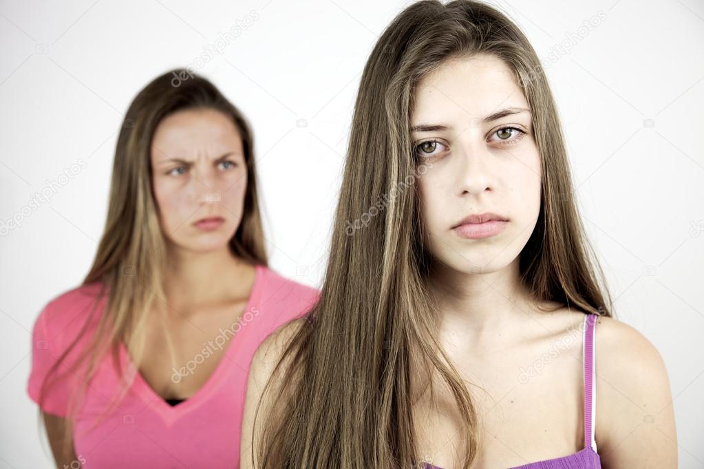 Unhappy angry teenager girlfriends