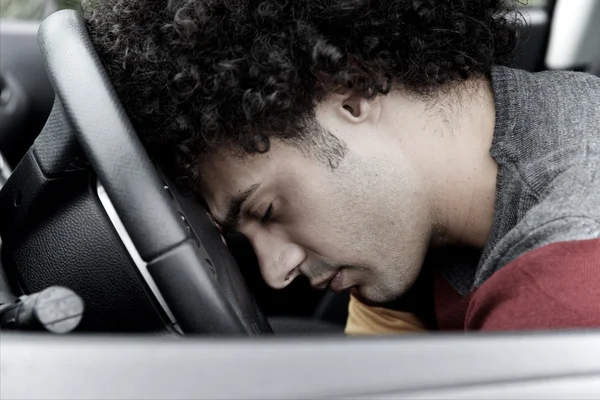 Dead man in car after accident — Stock Photo, Image