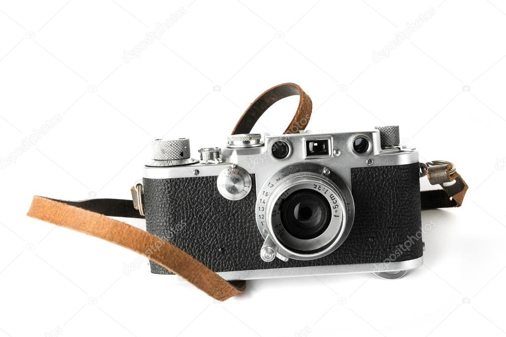 Vintage camera on white background