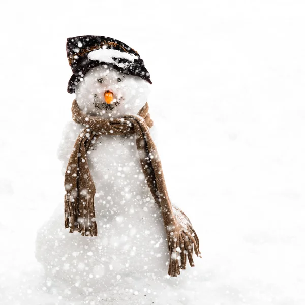 Smiling snowman in the snowy weather — Stock Photo, Image