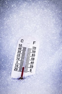 Celsius ve fahrenheit ile karda termometre