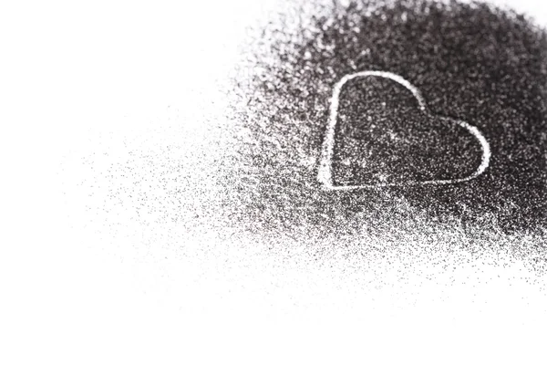 Glitter kopya alanı ile siyah kalp — Stok fotoğraf
