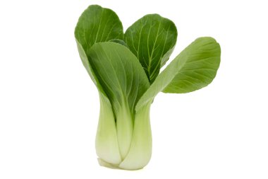 Taze Bok Choy Çin lahanası beyaz arka planda izole edilmiş..