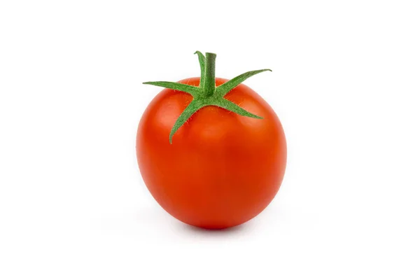 Único Tomate Vermelho Isolado Fundo Branco Com Caminho Recorte — Fotografia de Stock
