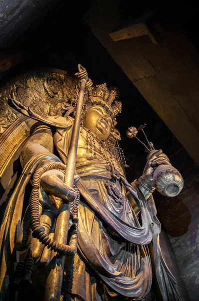 Famosa Estatua Antigua Madera Kannon Deity Templo Hasedera — Foto de Stock