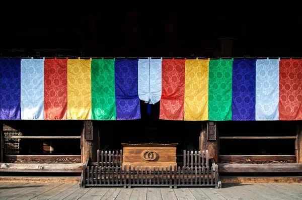 Colorful curtains in Japanese temple