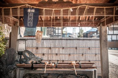 DEC 12, 2012 Chiba, JAPAN - Old beautiful historic Daitou hall or Great peach hall of Narita san Shinsho ji temple clipart