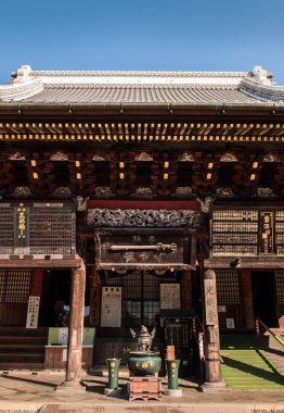 DEC 12, 2012 Chiba, JAPAN - Eski güzel tarihi Daitou salonu veya Narita San Shinsho ji tapınağının şeftali salonu