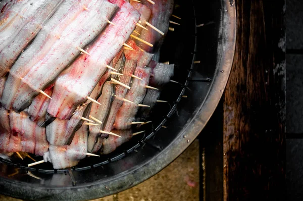 Frischer Roher Unagi Aal Zubereitet Für Japanisches Gegrilltes Unagi Rezept — Stockfoto