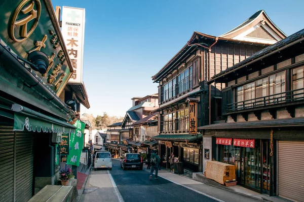 DEC 12, 2012 Chiba, JAPAN - Eski güzel tarihi Daitou salonu veya Narita San Shinsho ji tapınağının şeftali salonu