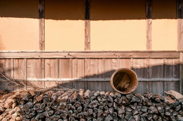 Chiba Japan Pile Wood Wood Bucket Old Vintage Cabin Boso — 스톡 사진