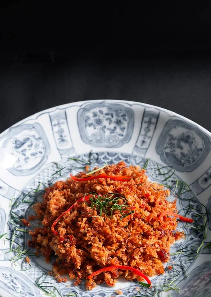 Pad Prik Khing Pla Duk Knusprig Gebratene Welskrümel Mit Würziger — Stockfoto