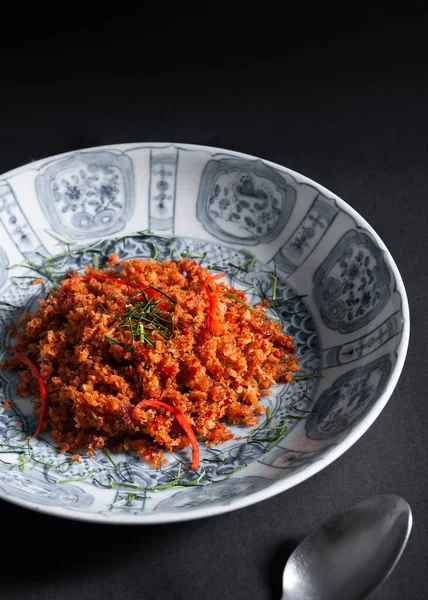 Pad Prik Khing Pla Duk Knusprig Gebratene Welskrümel Mit Würziger — Stockfoto