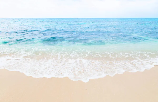Beautiful Wave Blue Turqouise Sea Touch Sand Beach Miyako Island — Stock Photo, Image