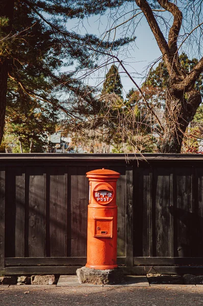 Dec 2018 Kakundate Japan Red Vintage Japanese Postbox Black Wood — 스톡 사진