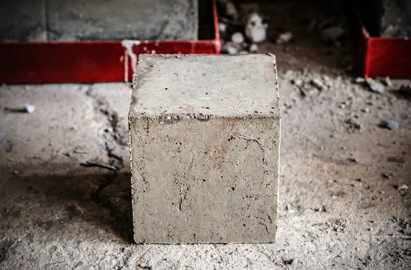 Square concrete block cubes for concrete strength testing process close up detail