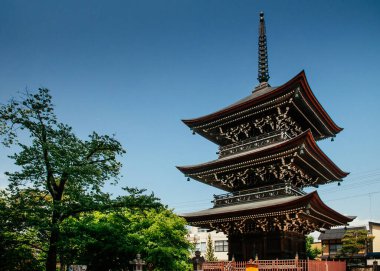 27 Mayıs 2013 Takayama, Gifu, Japonya - Hida Kokubunji yaşlı Shingon Budist Tapınağı Takayama 'nın üç katlı pagoda, Nara dönemi mimari tarzı