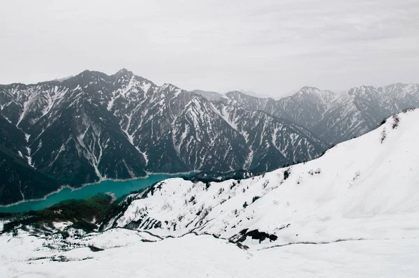 Toyama Japonia Wielki Widok Przyrodę Góry Śniegu Jeziora Kurobe Tamy — Zdjęcie stockowe