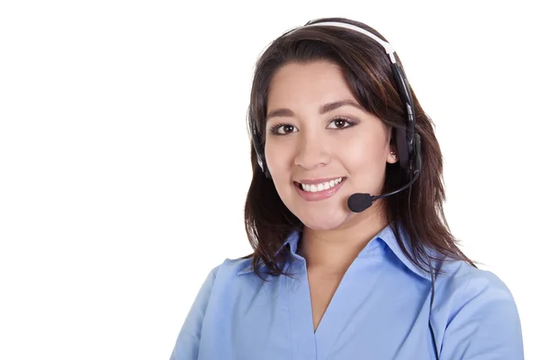 Operadora de centro de llamadas femenino — Foto de Stock