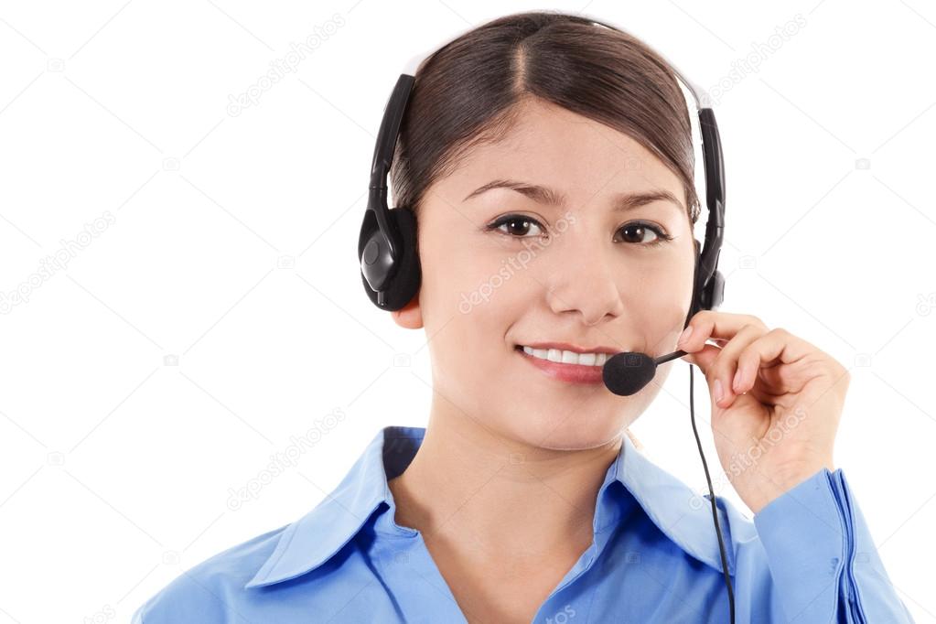 Female call center operator