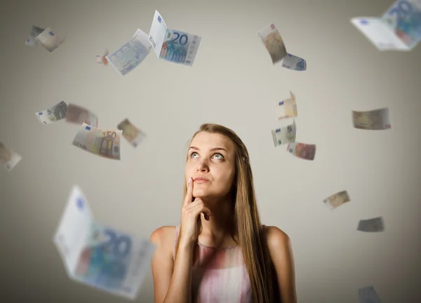 Mädchen und Euro. — Stockfoto