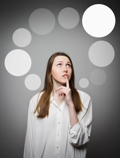 Girl and gray bubbles. — Stock Photo, Image