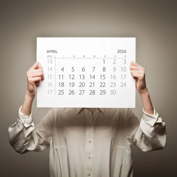 April calendar list of the year two thousand sixteen. — Stock Photo, Image