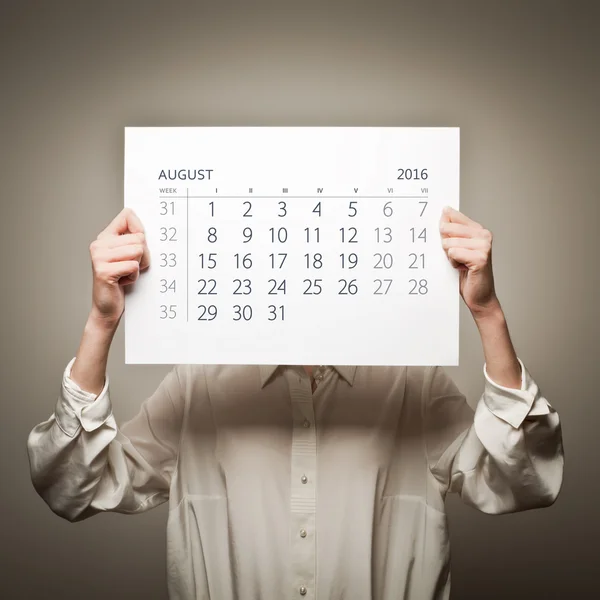 Agosto calendario dell'anno duemila sedici . — Foto Stock