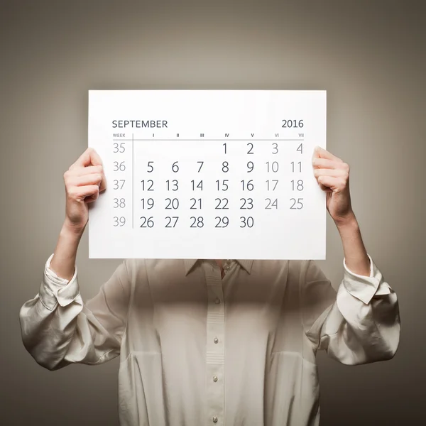 Calendario di settembre dell'anno duemila sedici . — Foto Stock