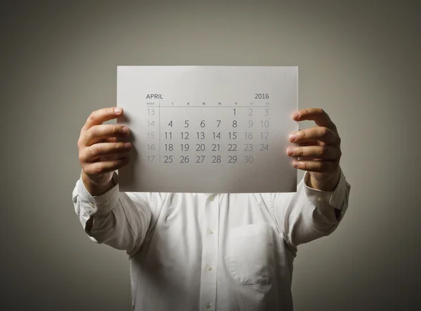 Elenco del calendario di aprile dell'anno duemila sedici . — Foto Stock