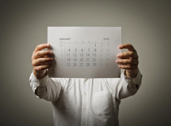 Lijst van de kalender van januari van het jaar twee duizend zestien. — Stockfoto
