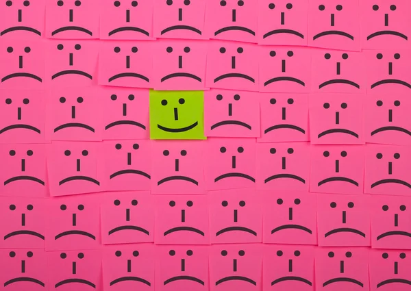 Happy and unhappy concept. Background of Sticky Notes. — Stock Photo, Image