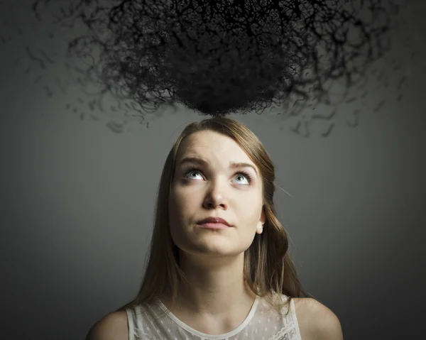 Girl in white and chaos. — Stock Photo, Image