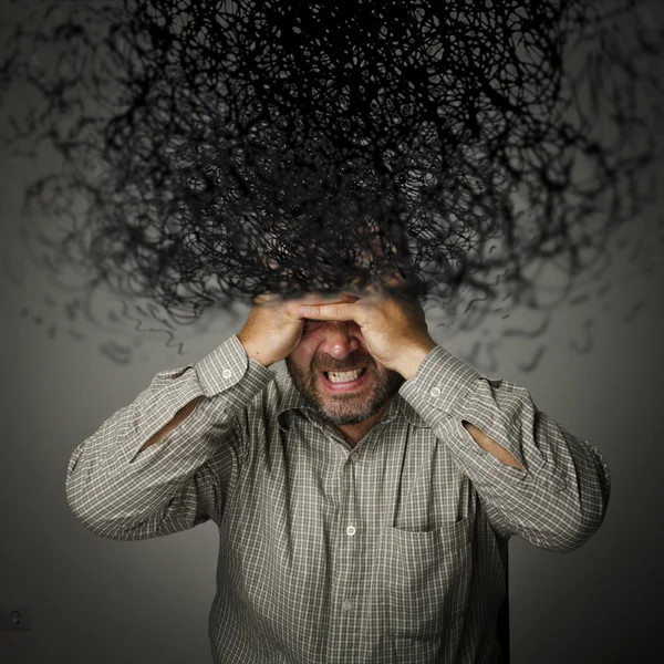 Frustrerad. Man och kaos. — Stockfoto