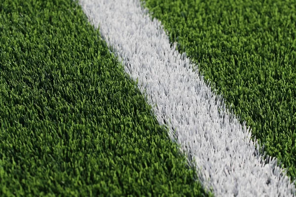 Line on soccer field green grass — Stock Photo, Image