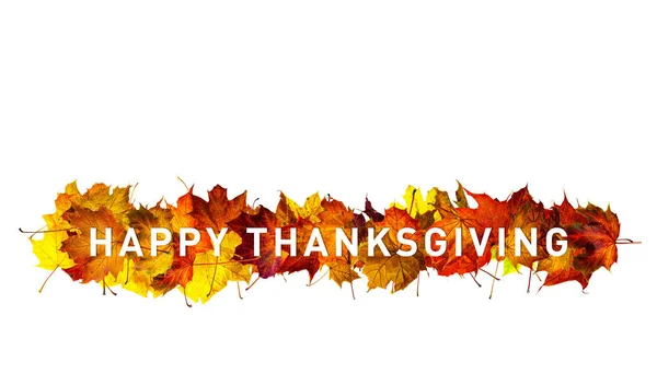 Поздравительная Открытка Текстом Днем Благодарения Знамя Дня Благодарения Падшие Кленовые — стоковое фото