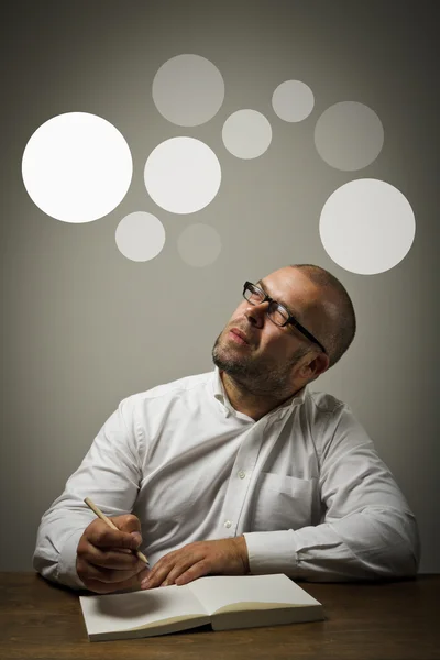 Man in white and gray bubbles. — Stock Photo, Image