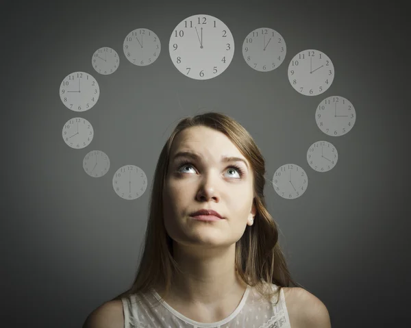 Girl and time — Stock Photo, Image