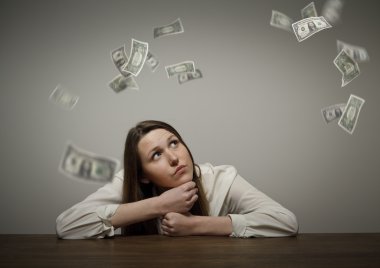 Kız beyaz ve dolar.