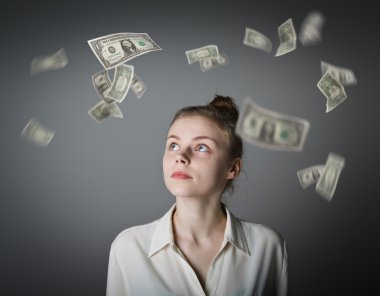 Kız beyaz ve dolar.