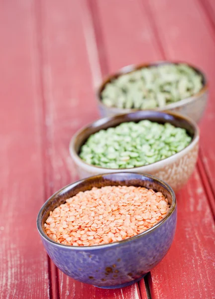 Three bowls with ingredients — Stock Photo, Image